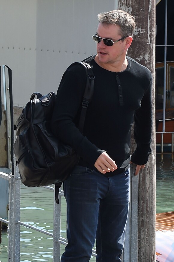 Matt Damon arrivant à Venise où se déroule le mariage de George Clooney et Amal Alamuddin le 26 septembre 2014