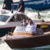Vue aérienne - George Clooney et sa femme Amal Alamuddin au lendemain de leur mariage, le 28 septembre 2014, ont quitté l'Aman Grande Canal Venice après leur nuit de noces pour rallier le Cipriani pour un brunch avec leurs proches.