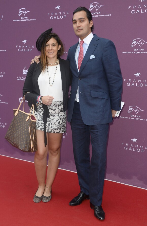 Marion Bartoli et son compagnon lors du Qatar Prix de l'Arc de Triomphe à l'hippodrome de Longchamp à Paris, le 5 octobre 2014