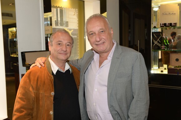 Patrick Braoudé et François Berléand - Le champagne Nicolas Feuillatte célèbre la fin des vendanges dans sa boutique parisienne, le 25 septembre 2014.