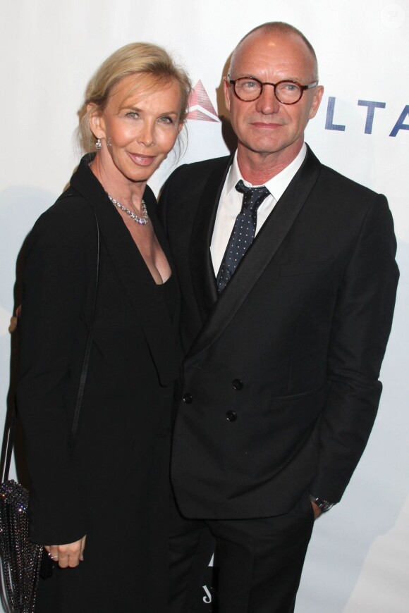 Sting et sa femme Trudie Styler - People à la soirée de gala pour la fondation Friars à New York, le 7 octobre 2014.