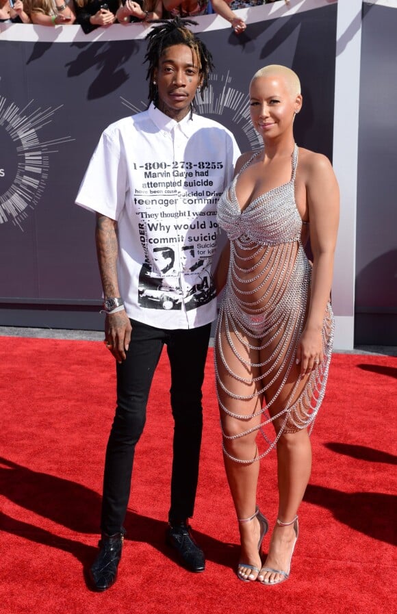 Wiz Khalifa et sa femme Amber Rose lors de la cérémonie des MTV Video Music Awards à Inglewood. Le 24 août 2014.