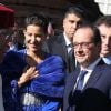 François Hollande et la princesse Lalla Meryem du Maroc - Inauguration de l'exposition "Le Maroc contemporain" à l'Institut du monde arabe à Paris, le 14 octobre 2014.