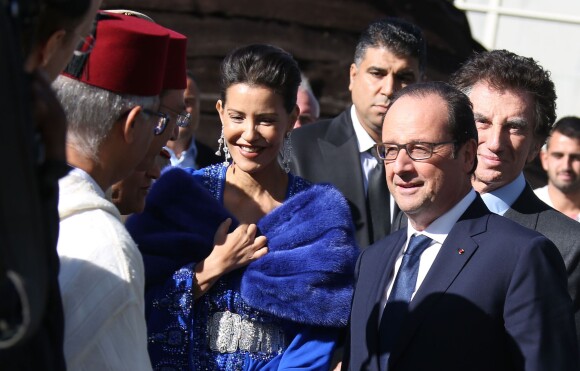 François Hollande et la princesse Lalla Meryem du Maroc - Inauguration de l'exposition "Le Maroc contemporain" à l'Institut du monde arabe à Paris, le 14 octobre 2014.