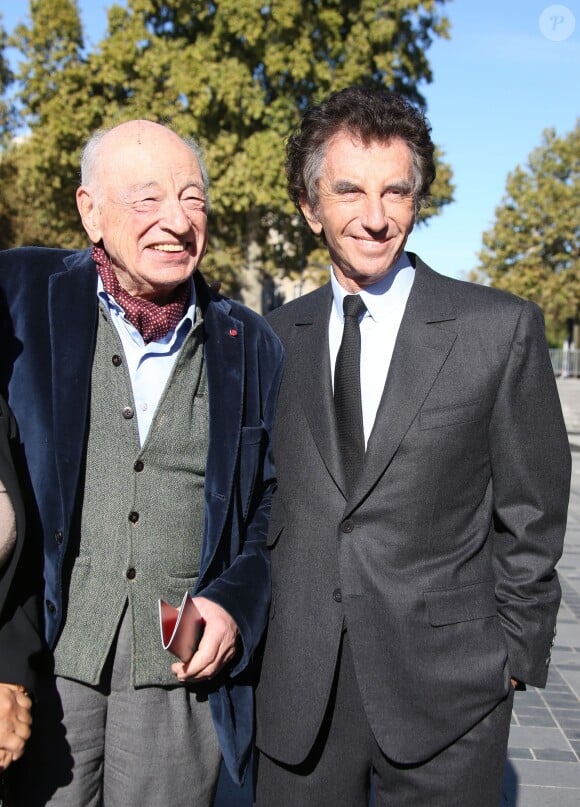 Edgar Morin et Jack Lang - Inauguration de l'exposition "Le Maroc contemporain" à l'Institut du monde arabe à Paris, le 14 octobre 2014.