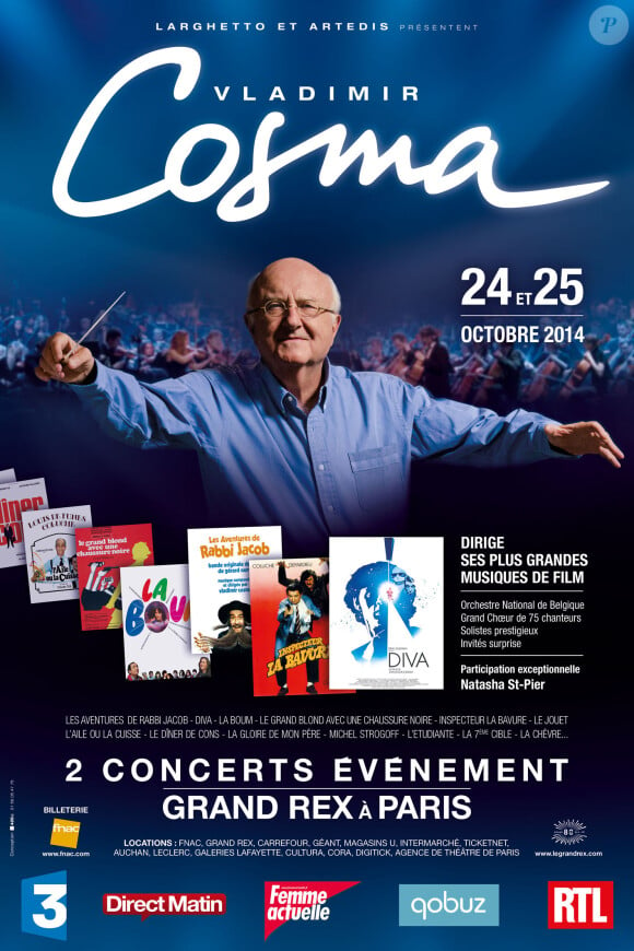 Vladimir Cosma, deux concerts exceptionnels au Grand Rex, à Paris, les 24 et 25 octobre 2014.