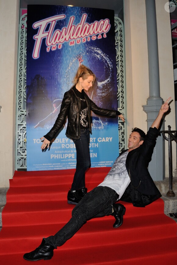 Tonya Kinzinger et Maxime Dereymez à la générale de la comédie musicale "Flashdance" au théâtre du gymnase à Paris, le 20 octobre 2014