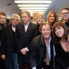Le maire de Caen Joël Bruneau, Le chanteur Bénabar (Bruno Nicolini) , Michel Boujenah, Michel Drucker, Chantal Ladesou, Clémentine Célarié, Guillaume de Tonquédec, Daniel Russo et Michèle Bernier Michel Drucker célèbre ses 50 ans de télévision entouré de ses amis à l'occasion du passage du 'Train De La Télé' en gare de Caen, sa région natale, le 21 octobre 2014.