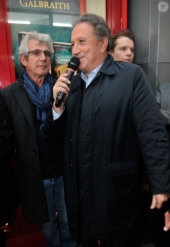 Michel Boujenah et Michel Drucker - Michel Drucker célèbre ses 50 ans de télévision entouré de ses amis à l'occasion du passage du 'Train De La Télé' en gare de Caen, sa région natale, le 21 octobre 2014.