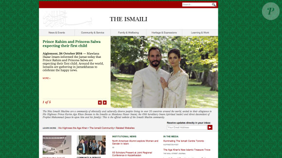 Capture d'écran du site http://www.theismaili.org/ sur lequel la grossesse de la princesse Selwa Kendra Spears a été annoncée
