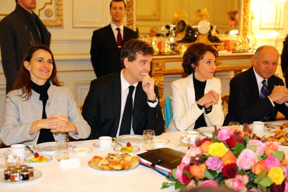 Aurelie Filippetti, Arnaud Montebourg, Marisol Touraine et Laurent Fabius à l'Elysée le 3 janvier 2014. 
