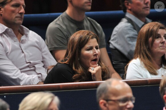 Mirka Federer lors du quart de finale du BNP Paribas Masters 1000 entre Roger Federer et Milos Raonic au Palais Omnisport de Paris Bercy, à Paris le 31 octobre 2014