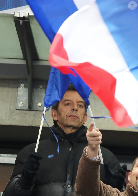 Michel Cymes - Victoire des bleus face à l'Ukraine sur le score de 3 buts à 0 qui se qualifient pour le mondial au Bresil, au stade de France à Saint-Denis, le 19 novembre 2013.
