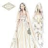 Croquis de la robe de mariée d'Angelina Jolie signée Atelier Versace