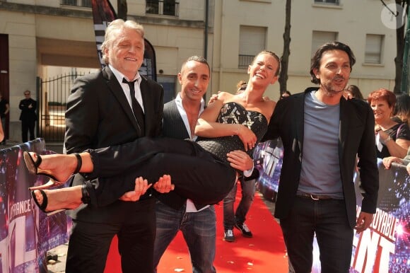 Gilbert Rozon, Guiliano Peparini, Lorie et Olivier Sitruk. Le jury de "La France a un incroyable talent" arrive au Théâtre André Malraux de Rueil-Malmaison pour le début des auditions. Le 8 septembre 2014.