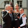 Gilbert Rozon, Olivier Sitruk, Lorie et Giuliano Peparini. Le jury de "La France a un incroyable talent" arrive au Théâtre André Malraux de Rueil-Malmaison pour le début des auditions. Le 8 septembre 2014.