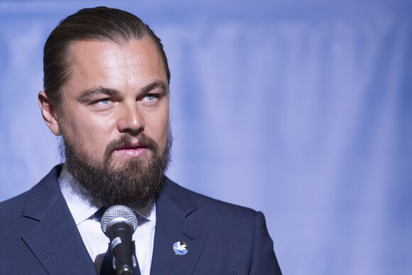 Leonardo DiCaprio nommé "Messager de la paix" des Nations Unies par Ban Ki-moon à New York. Le 20 septembre 2014.