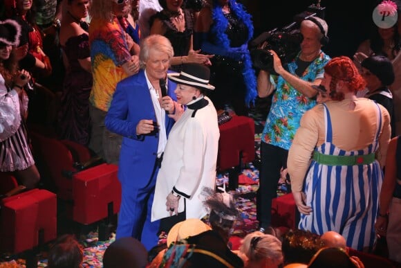 Exclusif Patrick Sébastien et Geneviève de Fontenay à la soirée Ze Fiesta à l'Olympia, pour les 40 ans de carrière de Patrick Sébastien, le vendredi 14 novembre 2014.