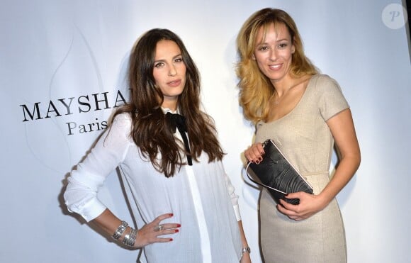 Elisa Tovati et Nezha Alaoui (fondatrice de Mayshad Luxury) - Lancement de la Maison Mayshad Luxury et de son premier sac le "BFF" au Park Hyatt à Paris, le 18 novembre 2014.