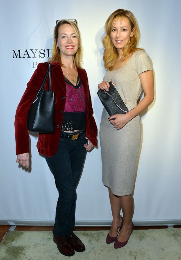Gabrielle Lazure et Nezha Alaoui (fondatrice de Mayshad Luxury) - Lancement de la Maison Mayshad Luxury et de son premier sac le "BFF" au Park Hyatt à Paris, le 18 novembre 2014.