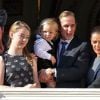 Sacha Casiraghi (1 an et demi), entouré de la princesse Caroline, la princesse Alexandra et la princesse Stéphanie, est apparu dans les bras de son papa Andrea Casiraghi, au balcon du palais princier à Monaco le 19 novembre 2014 pour la Fête nationale.