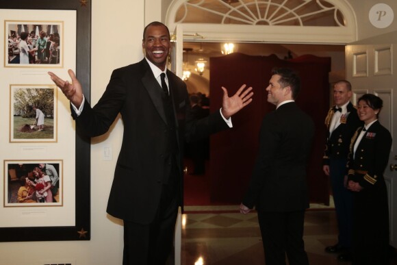 Jason Collins le 11 février 2014 lors d'un dîner d'état donné à la Maison Blanche par le président Barack Obama en l'honneur de François Hollande à Washington