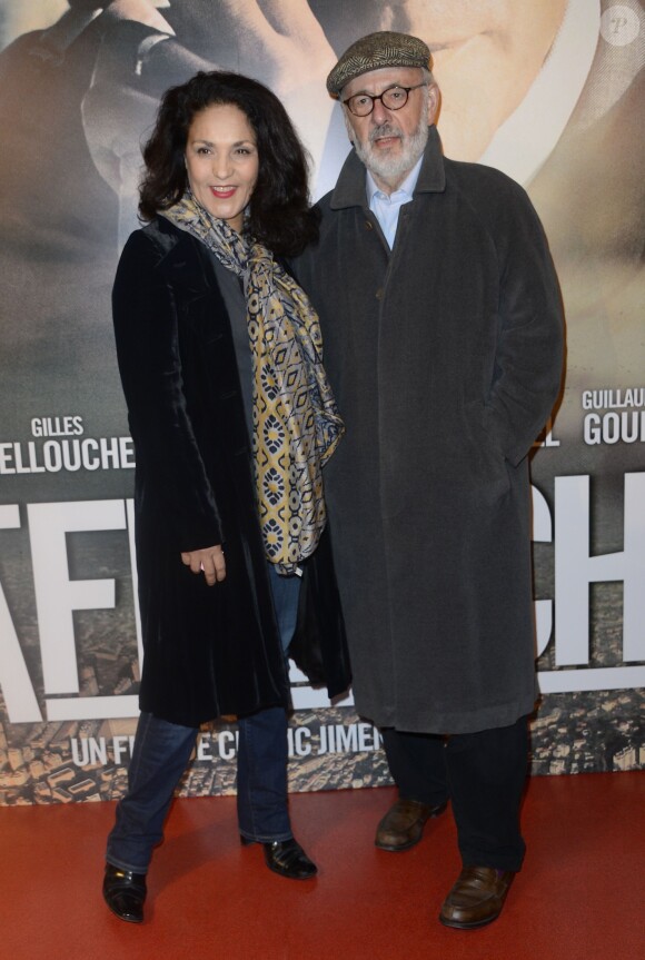 Bertrand Blier et sa femme Farida Rahouadj - Avant-première du film "La French" au cinéma Gaumont Opéra à Paris, le 25 novembre 2014.