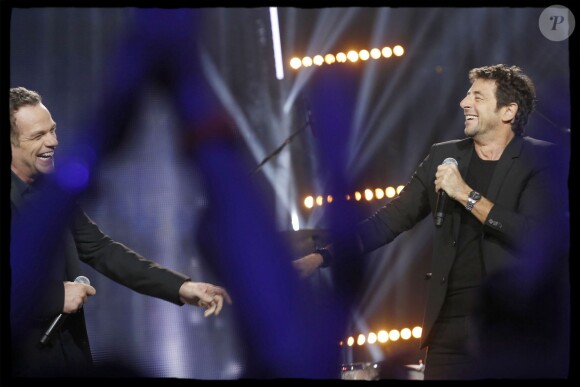 Exclusif - Le chanteur Garou, Patrick Bruel lors de l'édition 2014 de la "Fête de la chanson française" diffusée sur France 2, enregistrée au Studio TSF à Aubervilliers, le 21 novembre 2014.