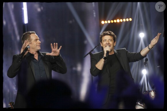Exclusif - Le chanteur Garou, Patrick Bruel lors de l'édition 2014 de la "Fête de la chanson française" diffusée sur France 2, enregistrée au Studio TSF à Aubervilliers, le 21 novembre 2014.