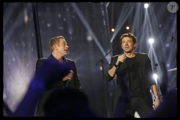 Exclusif - Le chanteur Garou, Patrick Bruel lors de l'édition 2014 de la "Fête de la chanson française" diffusée sur France 2, enregistrée au Studio TSF à Aubervilliers, le 21 novembre 2014.