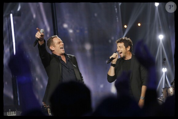 Exclusif - Le chanteur Garou, Patrick Bruel lors de l'édition 2014 de la "Fête de la chanson française" diffusée sur France 2, enregistrée au Studio TSF à Aubervilliers, le 21 novembre 2014.