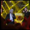 Exclusif - Daniel Guichard et le chanteur M.Pokora (Matt Pokora) interprètent la chanson "Mon Vieux" lors de l'édition 2014 de la "Fête de la chanson française" diffusée sur France 2, enregistrée au Studio TSF à Aubervilliers, le 21 novembre 2014.
