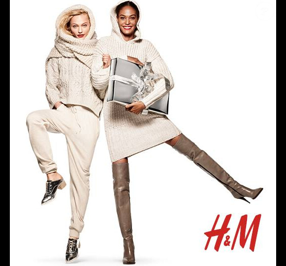 Campagne Holiday 2014 d'H&M avec les top models Joan Smalls et Sasha Pivovarova.