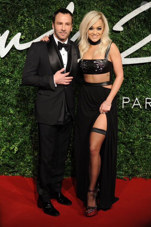 Tom Ford et Rita Ora assistent aux British Fashion Awards 2014 au London Coliseum. Londres, le 1er décembre 2014.