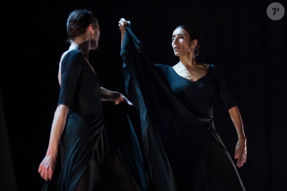 Marie-Agnès Gillot et Blanca Li à la maison Jean Paul Gaultier pour la présentation du Projet Iccarre à Paris, le 1er décembre 2014, journée mondiale de lutte contre le Sida.