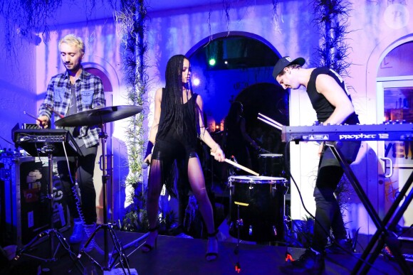 Lolawolf, Jimmy Giannopoulos, Zoe Kravitz, James Levy, Performance attending the Chrome Hearts Miami Store Opening with Zoe Kravitz held at Chrome Hearts, Miami Beach, FL, USA on december 3, 2014. Photo by BFAnyc/DDP USA/ABACAPRESS.COM04/12/2014 - Miami
