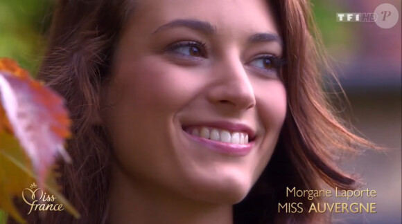 Morgane Laporte (Miss Auvergne) lors de la cérémonie de Miss France 2015 sur TF1, le samedi 6 décembre 2014.