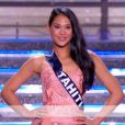  Miss Tahiti d&eacute;file en robe de princesse lors de la c&eacute;r&eacute;monie de Miss France 2015 sur TF1, le samedi 6 d&eacute;cembre 2014. 