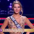  Miss Nord-Pas-de-Calais d&eacute;file lors de la c&eacute;r&eacute;monie de Miss France 2015 sur TF1, le samedi 6 d&eacute;cembre 2014. 