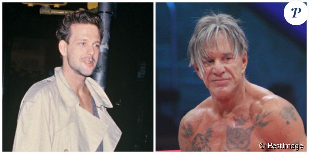 Mickey Rourke en juillet 84 et en novembre 2014. ©Bestimage