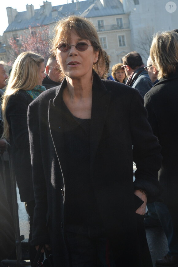 Jane Birkin - Funérailles d'Alain Resnais en l'église Saint-Vincent-de-Paul à Paris le 10 mars 2014.