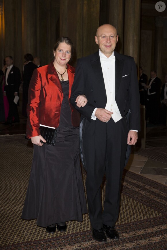 Prix Nobel de Chimie Stefan W.Hell et sa femme Anna Kathrin - Dîner du roi pour les lauréats du prix Nobel à Stockholm le 11 décembre 2014