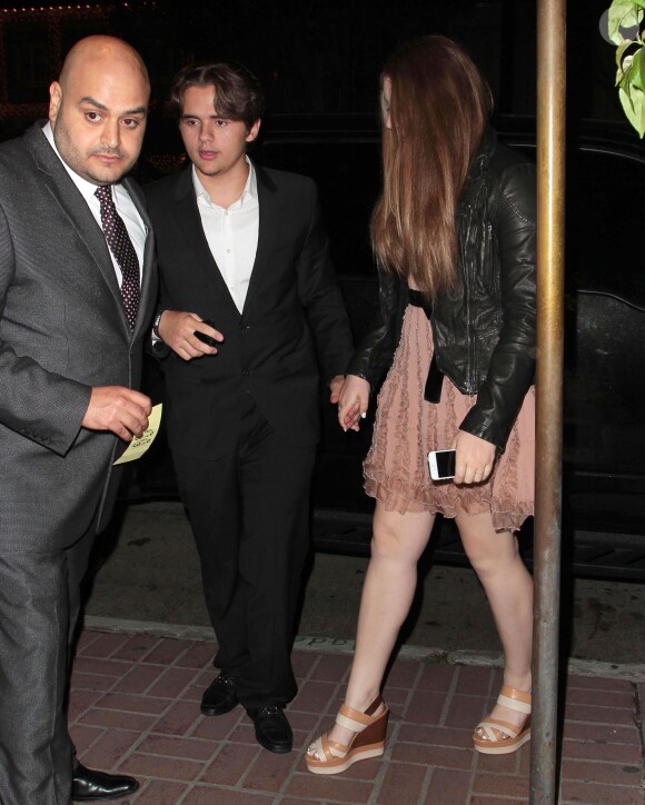 Prince Jackson et sa compagne Nikita Bess à la sortie du restaurant Madeo à West Hollywood. Le 17 avril 2014 