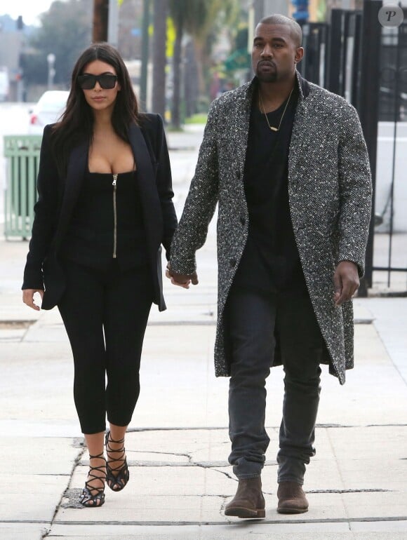 Kim Kardashian et Kanye West sortent des studios Milk puis se rendent au Caffe Primo, à West Hollywood. Le 20 décembre 2014.