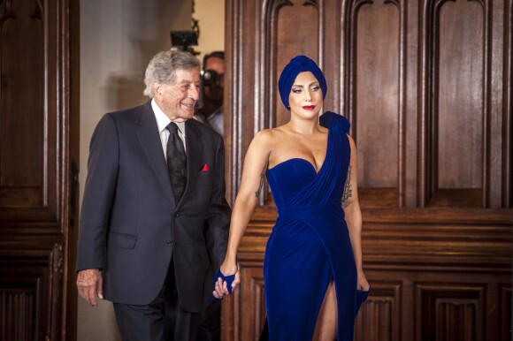 Tony Bennett et Lady Gaga présentent "Cheek to Cheek" à Bruxelles, le 22 septembre 2014.