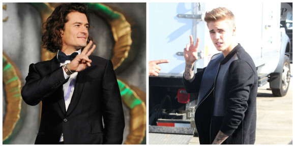 Montage d'images d'Orlando Bloom et Justin Bieber en 2014. ©Bestimage