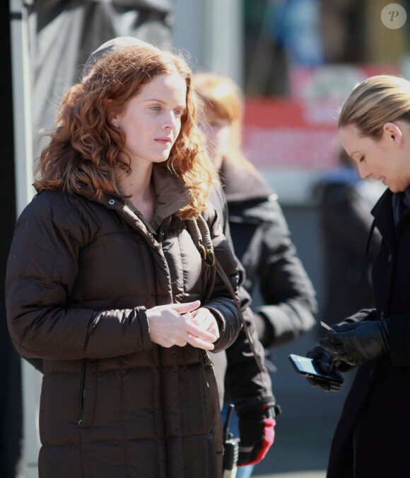 Rebecca Mader sur le tournage de la série Fringe, à Vancouver le 23 Mars 2012. 