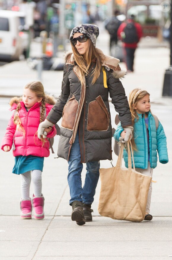 Sarah Jessica Parker et ses filles Marion Loretta et Tabitha Hodge à New York, le 18 décembre 2014