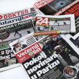 Une des journaux et magazines en Croatie le 8 janvier 2015 suite à l'attentat au magazine Charlie Hebdo à Paris le 7 janvier 2015.