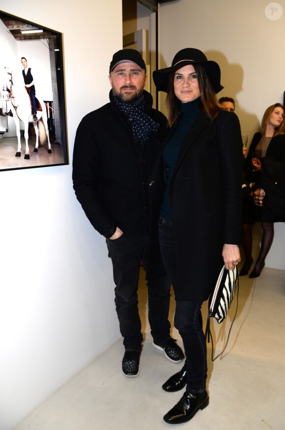 Exclusif - Alexandre Brasseur et sa femme Juliette - Vernissage de l'exposition photo de Vincent Perez à Paris à la Galerie Cinéma rue Saint-Claude à Paris, le 8 janvier 2015.
